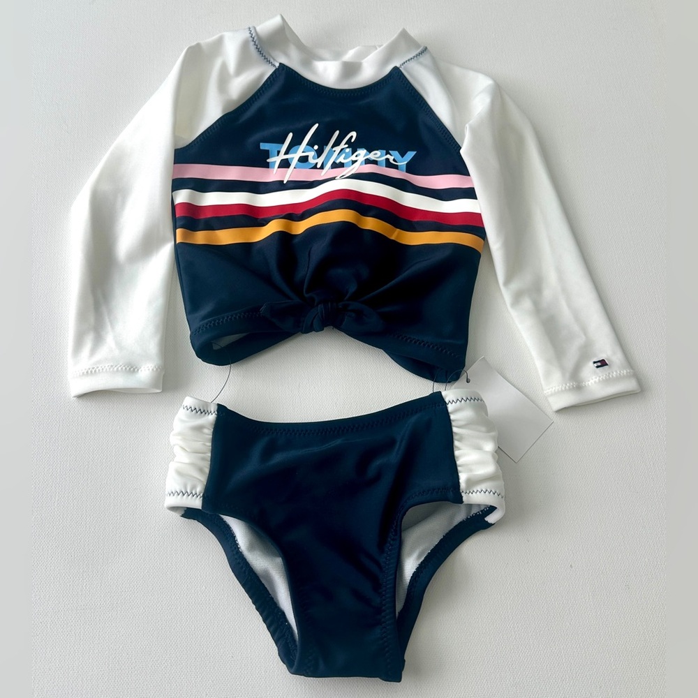 Tommy Hilfiger girl’s NWT  2-Piece Rashguard & Bottoms Swim Set.  Size 12M.